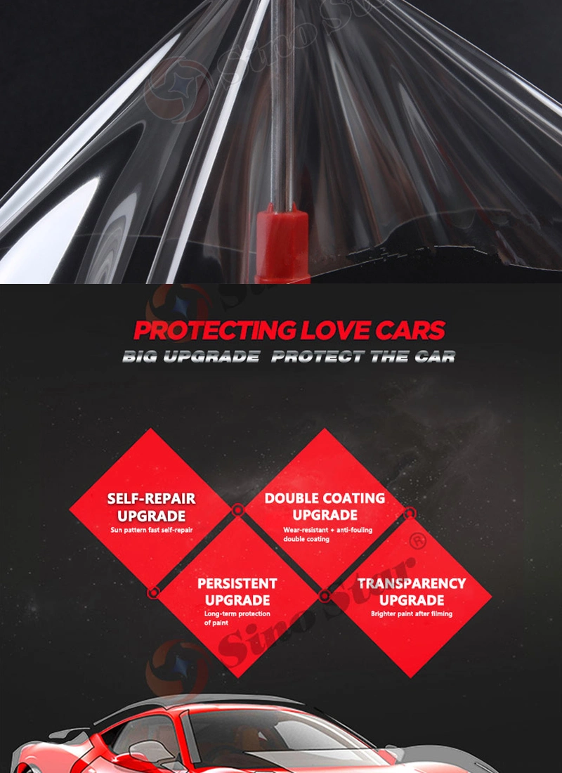 Sino Star Transparent Anti Scracth/Corrosion/Yellowing Ppf 1.52*15m Self-Heating Repair with Tph Material Car Body Protection Film